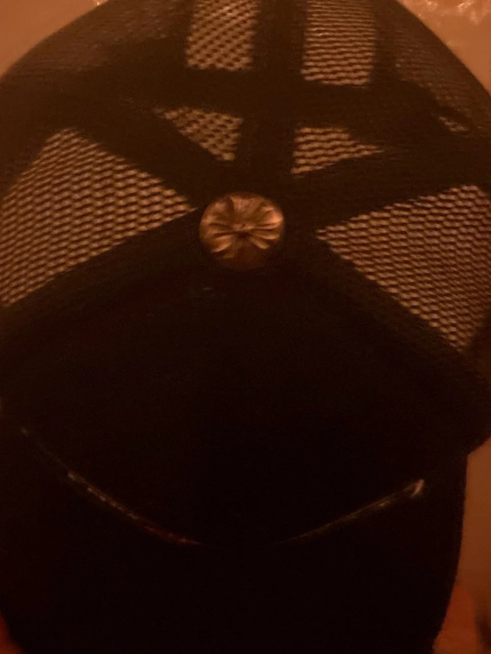 Chrome Hearts Black Snapback Hat with Red Lip Embroidery